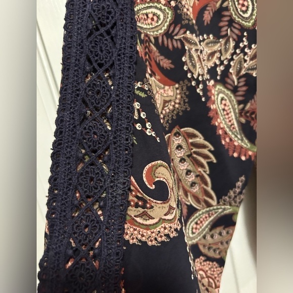 Collective Concepts paisley Blouse women’s Size XL boho keyhole crochet lace - Picture 5 of 16